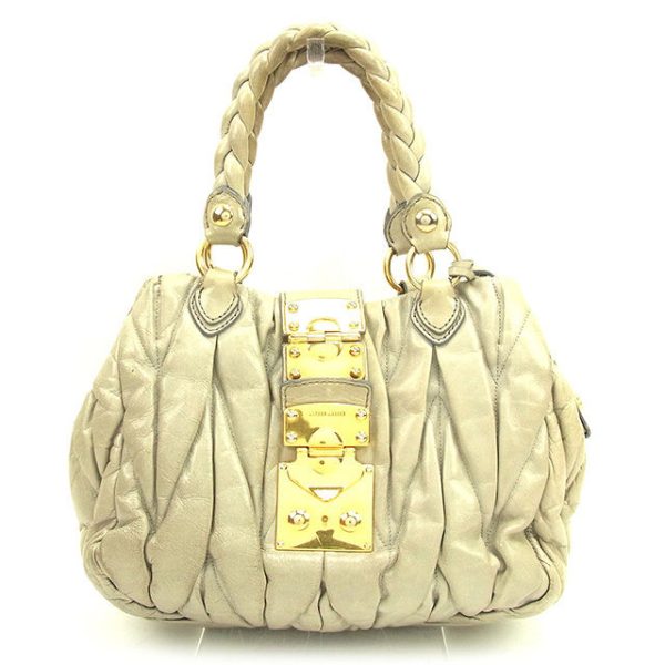 t1044 Miu Miu Back Matelasse Leather Handbag Gray