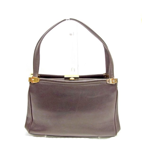 t1169 Gucci Leather Handbag Dark Brown