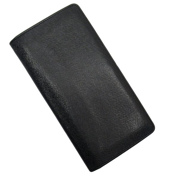 t18164a Louis Vuitton Taiga Portefeuille Brazza Bifold Long Wallet Black