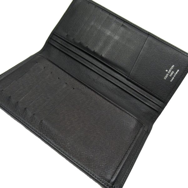 t18164a 3 Louis Vuitton Taiga Portefeuille Brazza Bifold Long Wallet Black