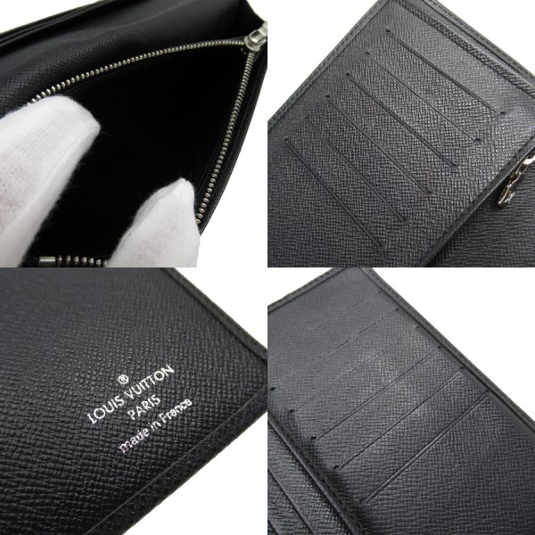 t18164a 4 Louis Vuitton Taiga Portefeuille Brazza Bifold Long Wallet Black