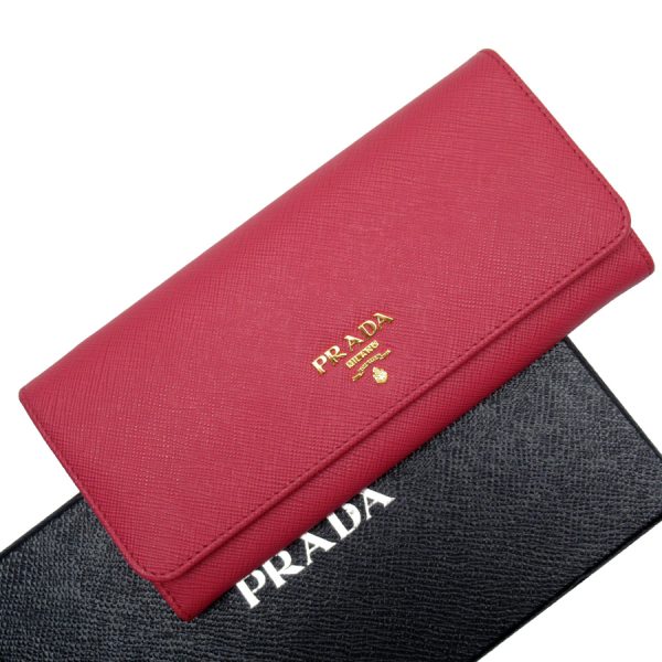 t18186a Prada Saffiano Leather Bifold Long Wallet Pink