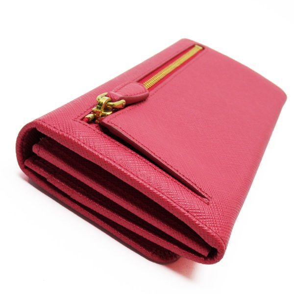 t18186a 1 Prada Saffiano Leather Bifold Long Wallet Pink