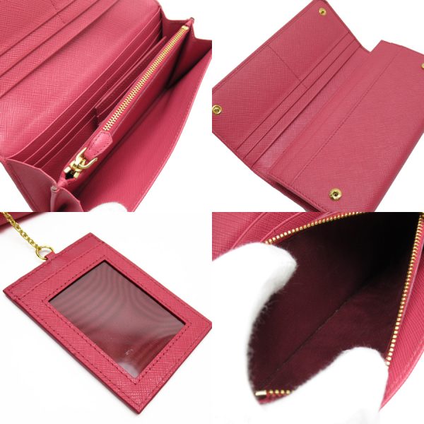 t18186a 4 Prada Saffiano Leather Bifold Long Wallet Pink