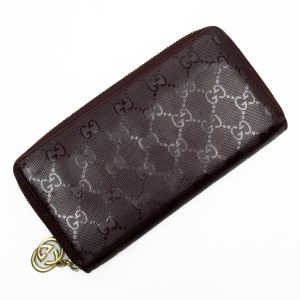 t18197a Fendi Card Case Zucca Pattern Brown Black