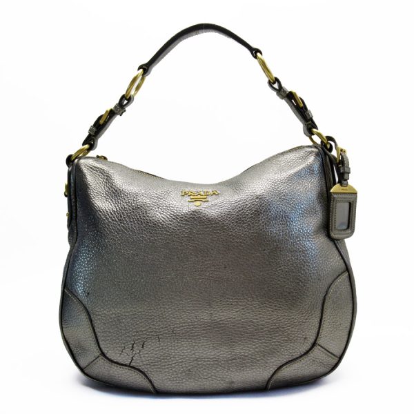 t18313a Prada Silk Leather Shoulder Bag Gold