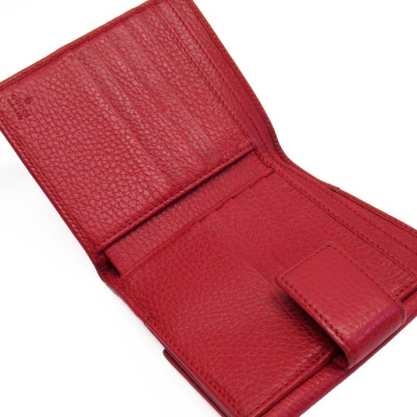 t18331f 4 Gucci Leather Double G Bifold Wallet Red