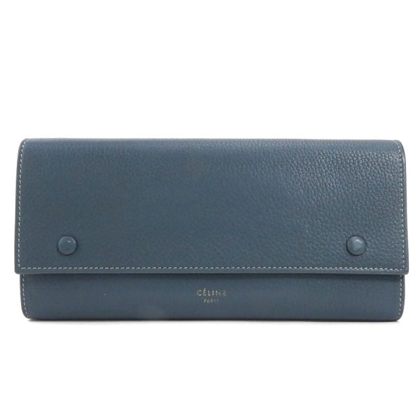 t18569g Celine Leather Long Wallet Navy