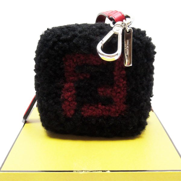 t18751g Fendi Boa Leather Metal Pouch Black Red