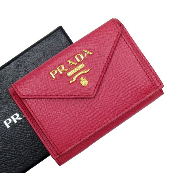 t19176a Prada Leather Tri Fold Wallet Pink