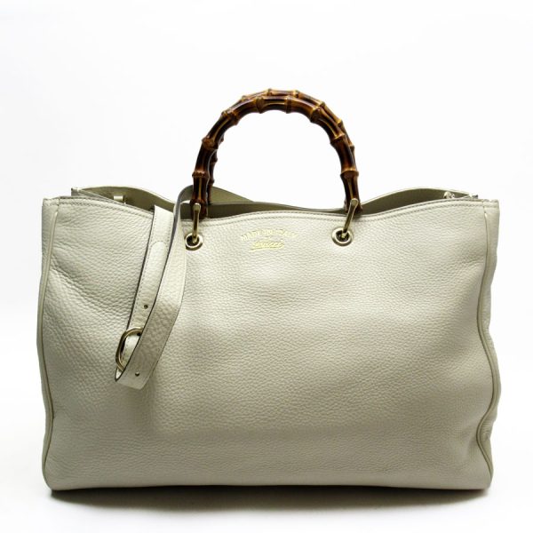 t19239a Gucci Leather Shoulder Bag Off White