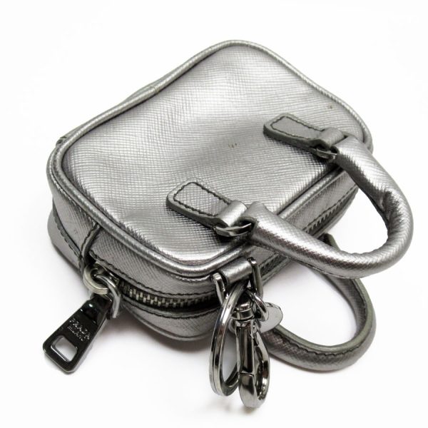 t19258a 2 Prada Leather Bag Motif Charm Silver