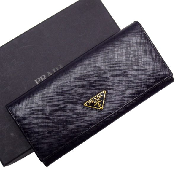 t19315f Prada Leather Bifold Long Wallet Purple