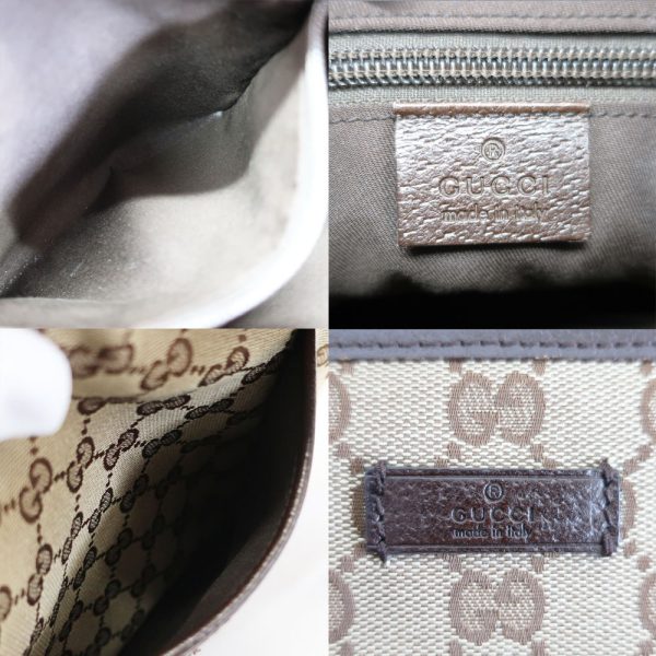 t2404 06 002502cs 06 Gucci GG Shoulder Bag Beige Brown Silver Hardware Canvas Leather Brown