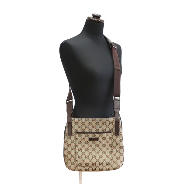 t2404 06 002502cs 09 Gucci GG Shoulder Bag Beige Brown Silver Hardware Canvas Leather Brown