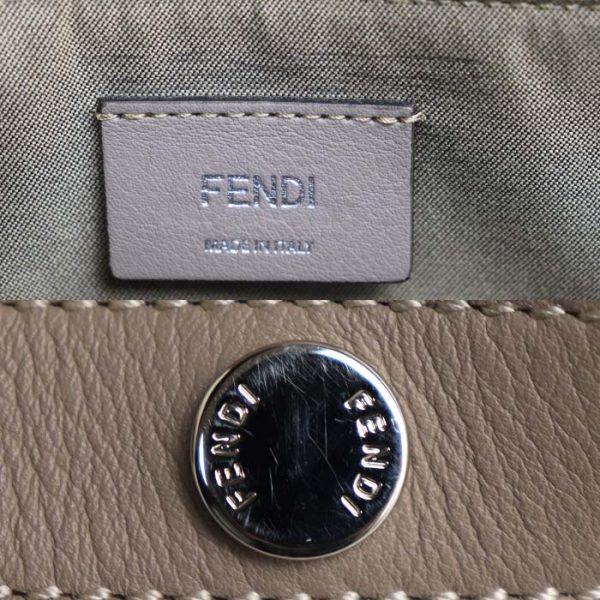 td24 0605 2 609 Fendi Visible Medium Leather Shoulder Bag Gray