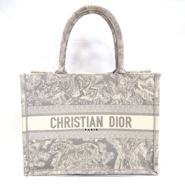 th555101 2 Christian Dior Book Tote Medium Bag Canvas Gray