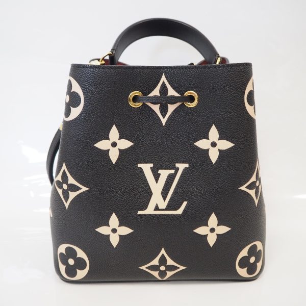 th917402 7 Louis Vuitton Neonoe MM Shoulder Bag Black Beige