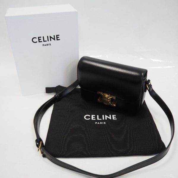 th964041 2 Celine Teen Triomphe Shoulder Bag Leather Black