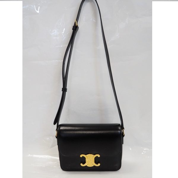 th964041 3 Celine Teen Triomphe Shoulder Bag Leather Black