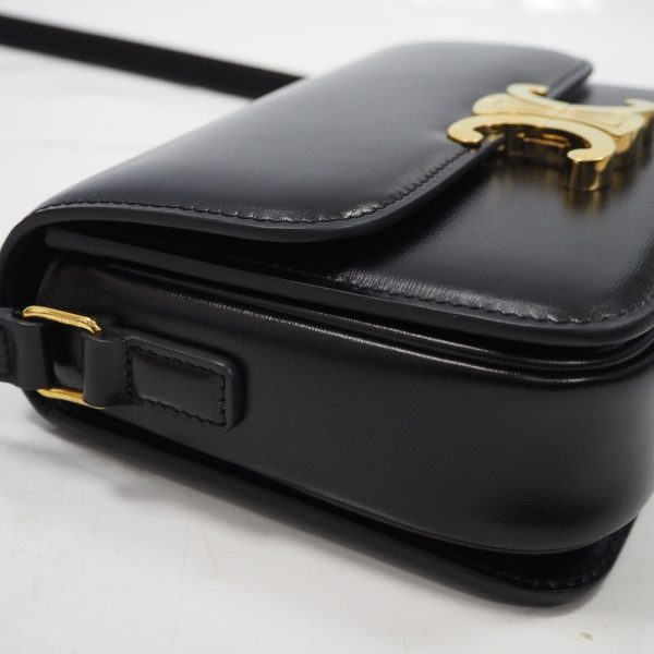 th964041 9 Celine Teen Triomphe Shoulder Bag Leather Black