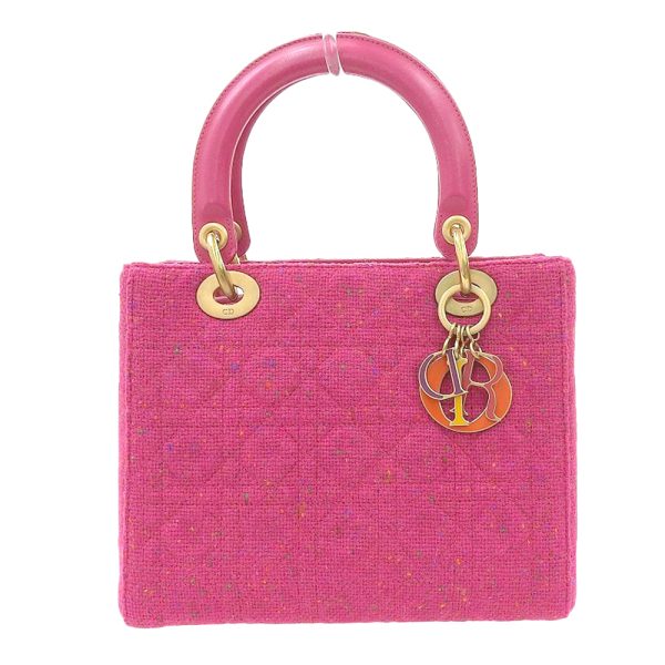 tkh21a0531033 1 Christian Dior Lady Dior Tweed Leather Handbag Pink