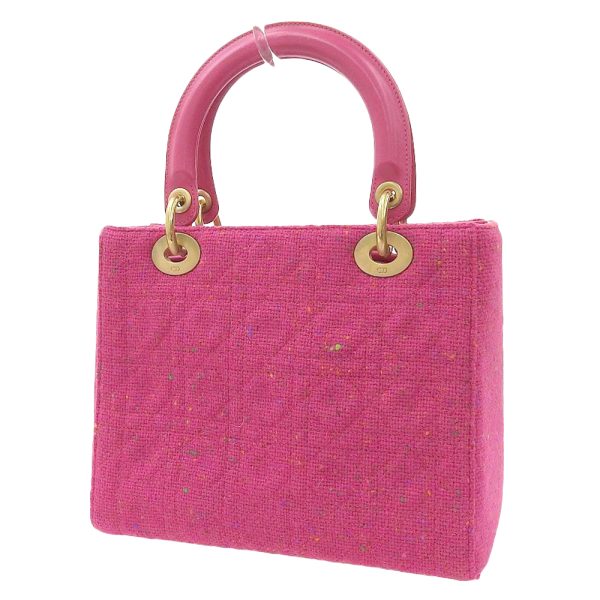 tkh21a0531033 2 Christian Dior Lady Dior Tweed Leather Handbag Pink