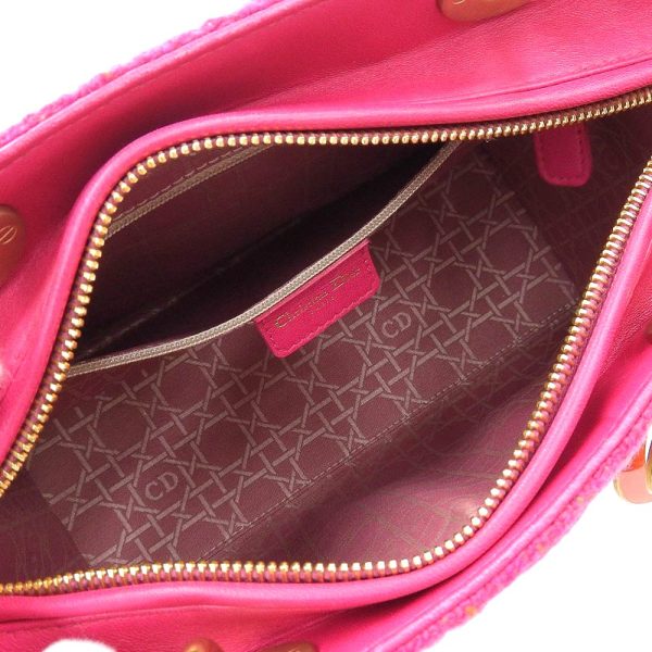 tkh21a0531033 3 Christian Dior Lady Dior Tweed Leather Handbag Pink