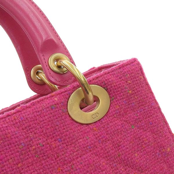 tkh21a0531033 5 Christian Dior Lady Dior Tweed Leather Handbag Pink