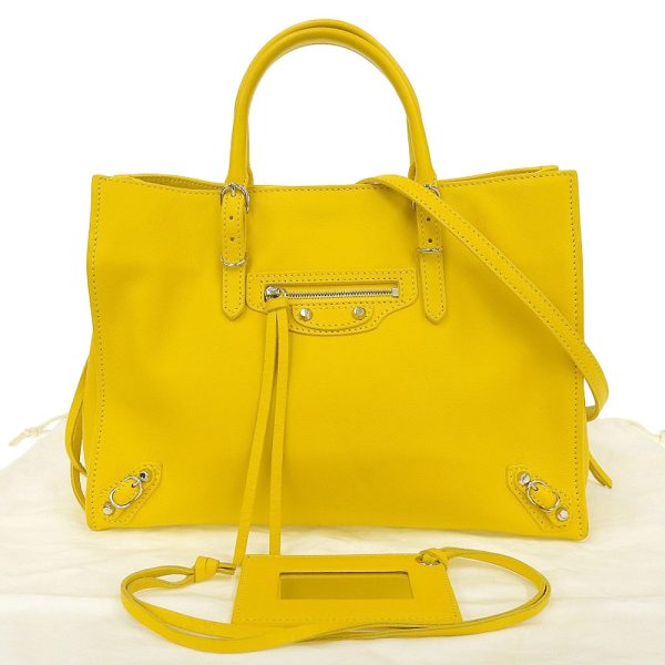 tkh21b0716001 1 Balenciaga Paper Mini Leather 2way Bag Yellow