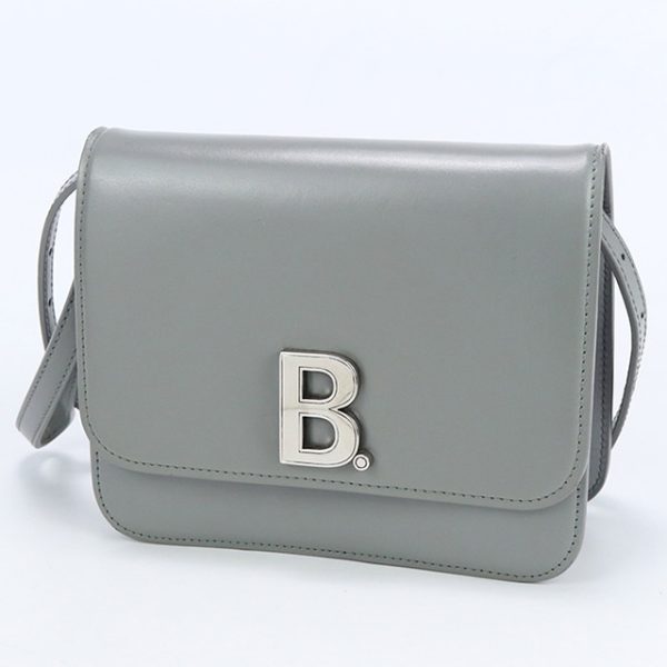 usdbg72540011 1c Balenciaga B Logo Shoulder Bag Leather Gray