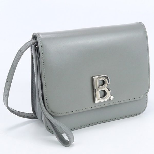 usdbg72540011 1d Balenciaga B Logo Shoulder Bag Leather Gray