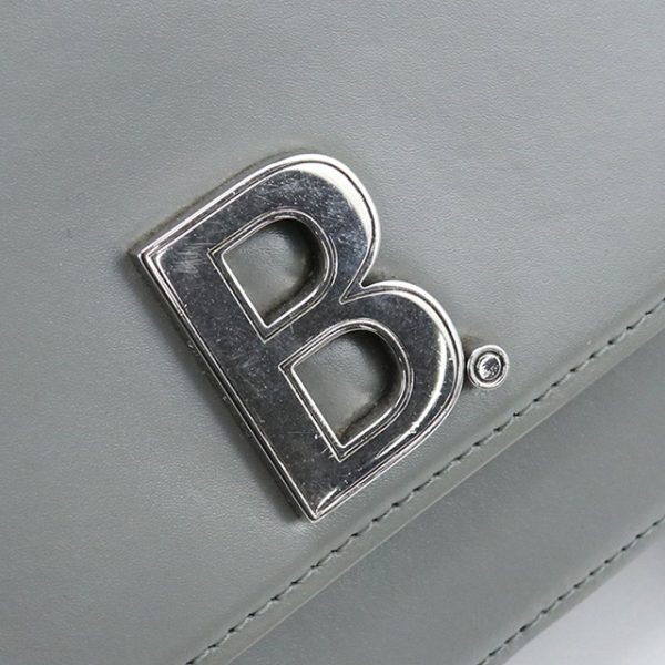 usdbg72540011 7 Balenciaga B Logo Shoulder Bag Leather Gray