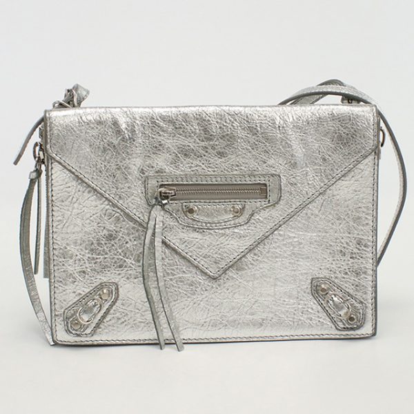 usdbg74814011 1b Balenciaga Paper Triple XS Leather Crossbody Bag Gray