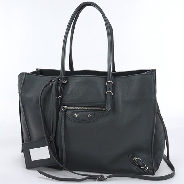 usdbg74987011 1c Balenciaga Paper 2WAY Tote Bag Leather Bag Black