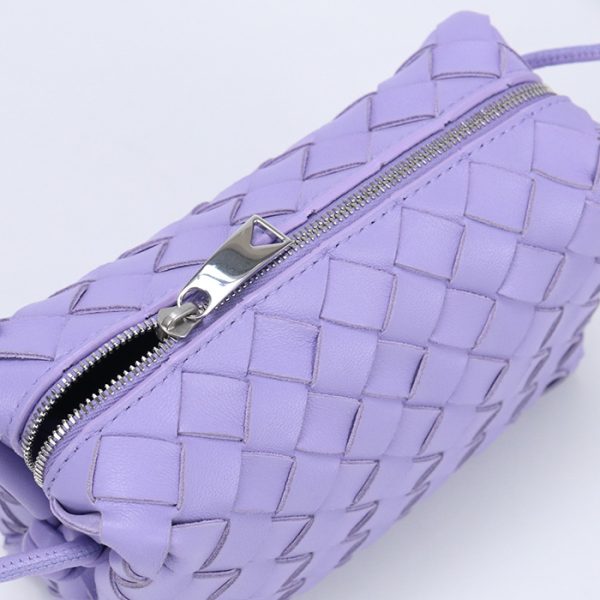 usdbo72214011006 Bottega Veneta Intrecciato Mini Loop Leather Camera Bag Purple