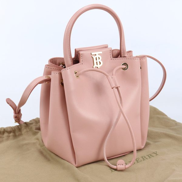 usdbu71240011001 Burberry Monogram Motif Leather Bucket Bag Pink