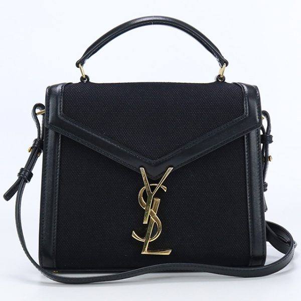 usdsl70335011 1b Saint Laurent Cassandra Top Canvas Handbag Black