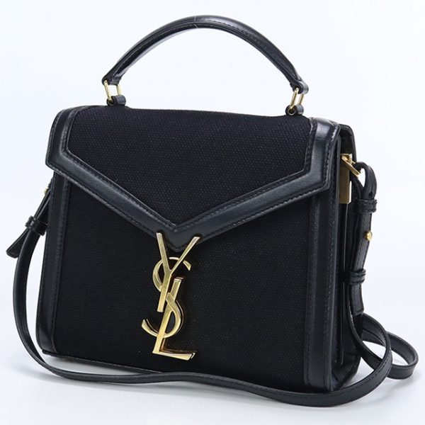 usdsl70335011 1c Saint Laurent Cassandra Top Canvas Handbag Black