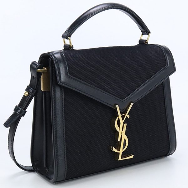 usdsl70335011 1d Saint Laurent Cassandra Top Canvas Handbag Black