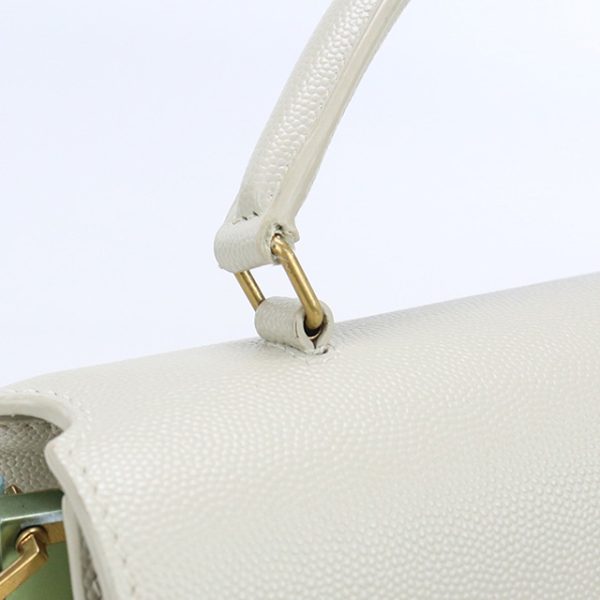 usdsl71323011 10 Saint Laurent Cassandra Top Leather Handbag White