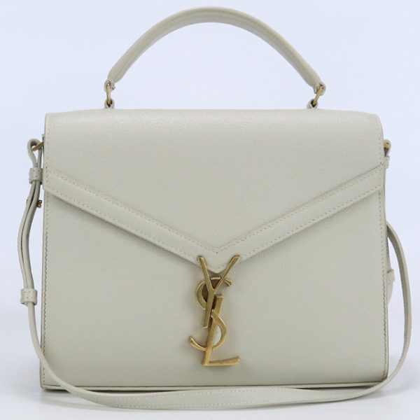 usdsl71323011 1b Saint Laurent Cassandra Top Leather Handbag White