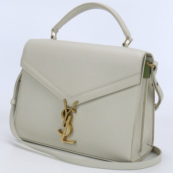 usdsl71323011 1c Saint Laurent Cassandra Top Leather Handbag White