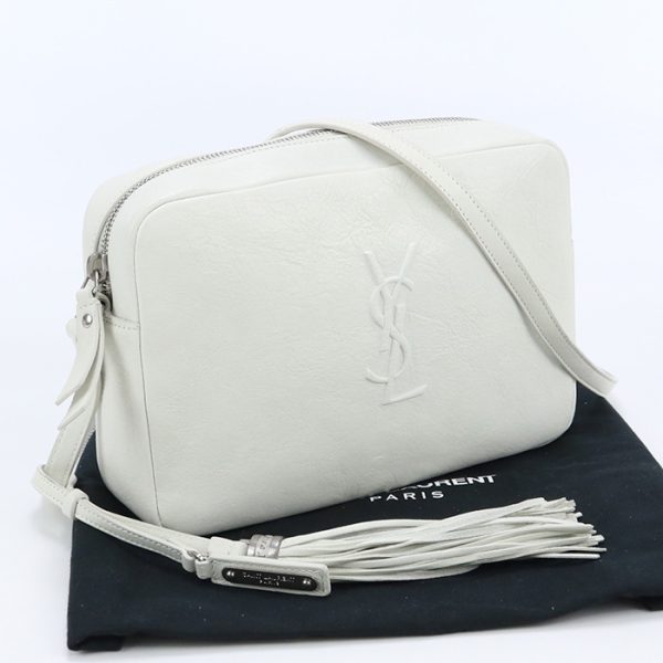 usdsl72584011001 Saint Laurent Lou Camera Bag Leather White