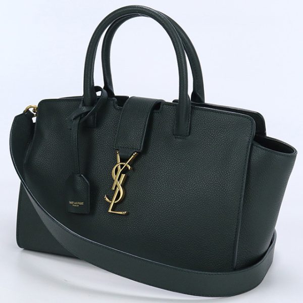 usdsl74481011 1c Saint Laurent Calf Tote Bag Green