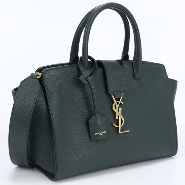 usdsl74481011 1d Saint Laurent Calf Tote Bag Green