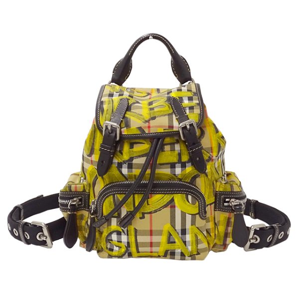 v0074790000 1 Burberry Backpack Canvas Haymarket Graffiti Yellow