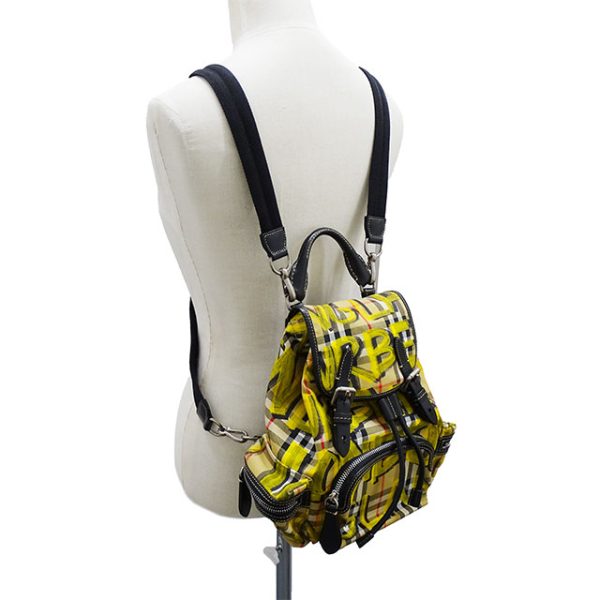 v0074790000 11 Burberry Backpack Canvas Haymarket Graffiti Yellow