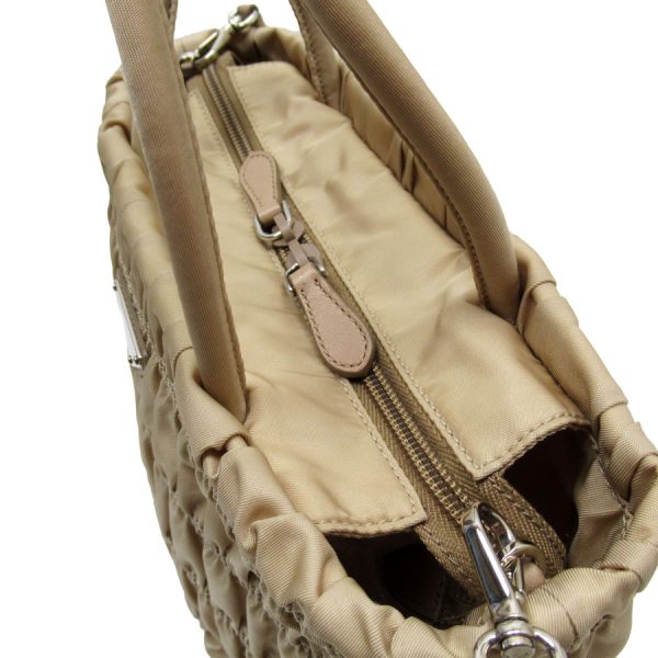 w0043a 2 Prada Nylon Leather Crossbody Shoulder Bag Light Beige