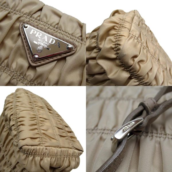 w0043a 4 c Prada Nylon Leather Crossbody Shoulder Bag Light Beige